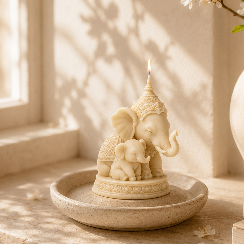 Candle Making For Kids - Thai Mother and Child Elephant Candle